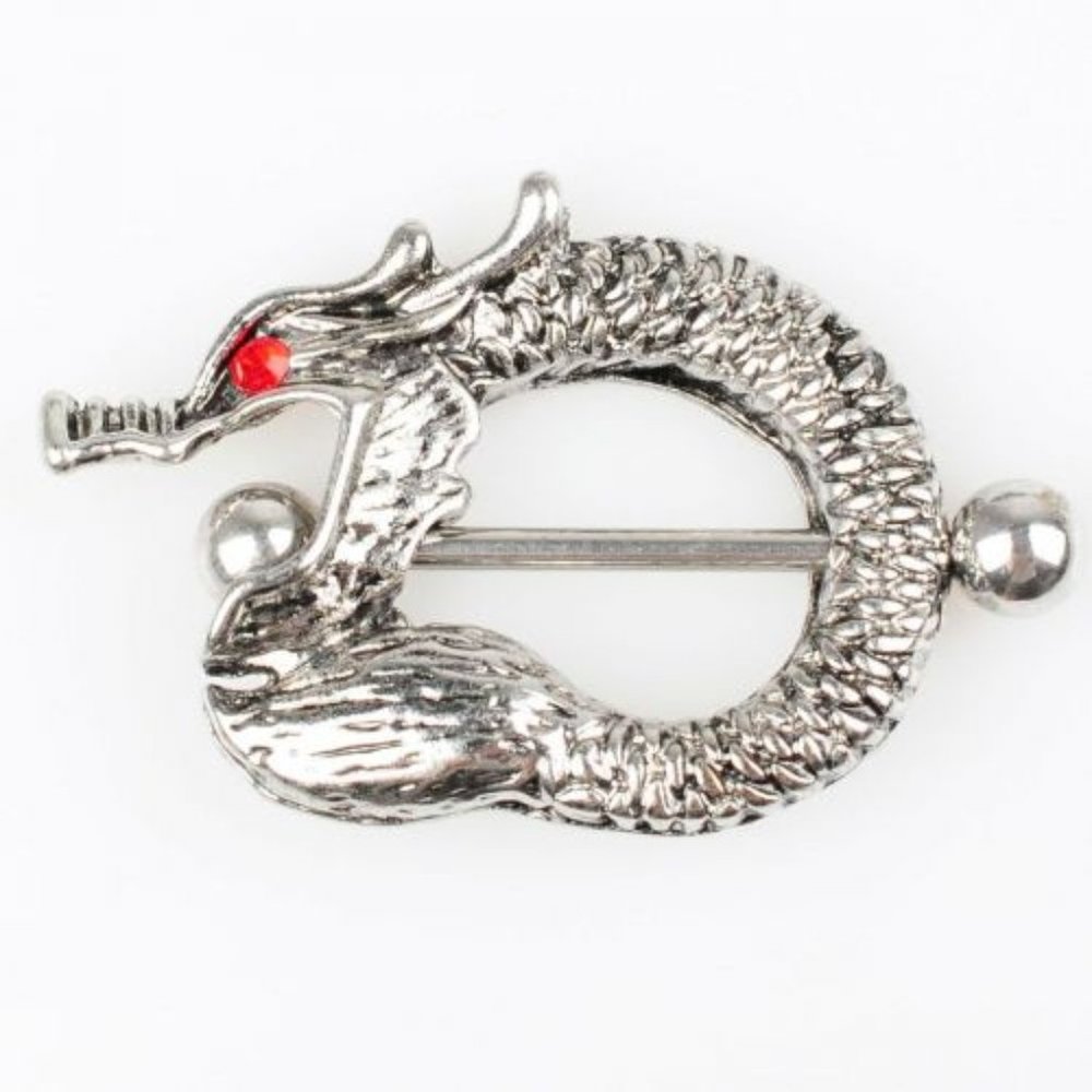 Nipple Piercing ~ Per Pair ~ Red ~ Crystals Eye Dragon